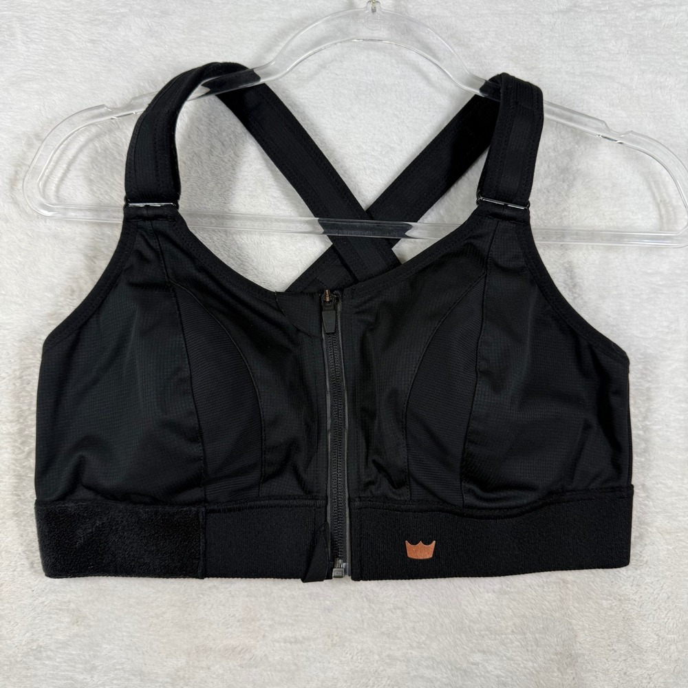 Shefit Ultimate Sports Bra Black High Impact Adjustable Front Zip Size 1 luxe